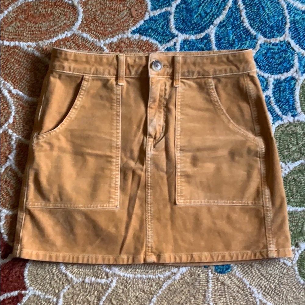American Eagle Yellow Corduroy High Rise Skirt